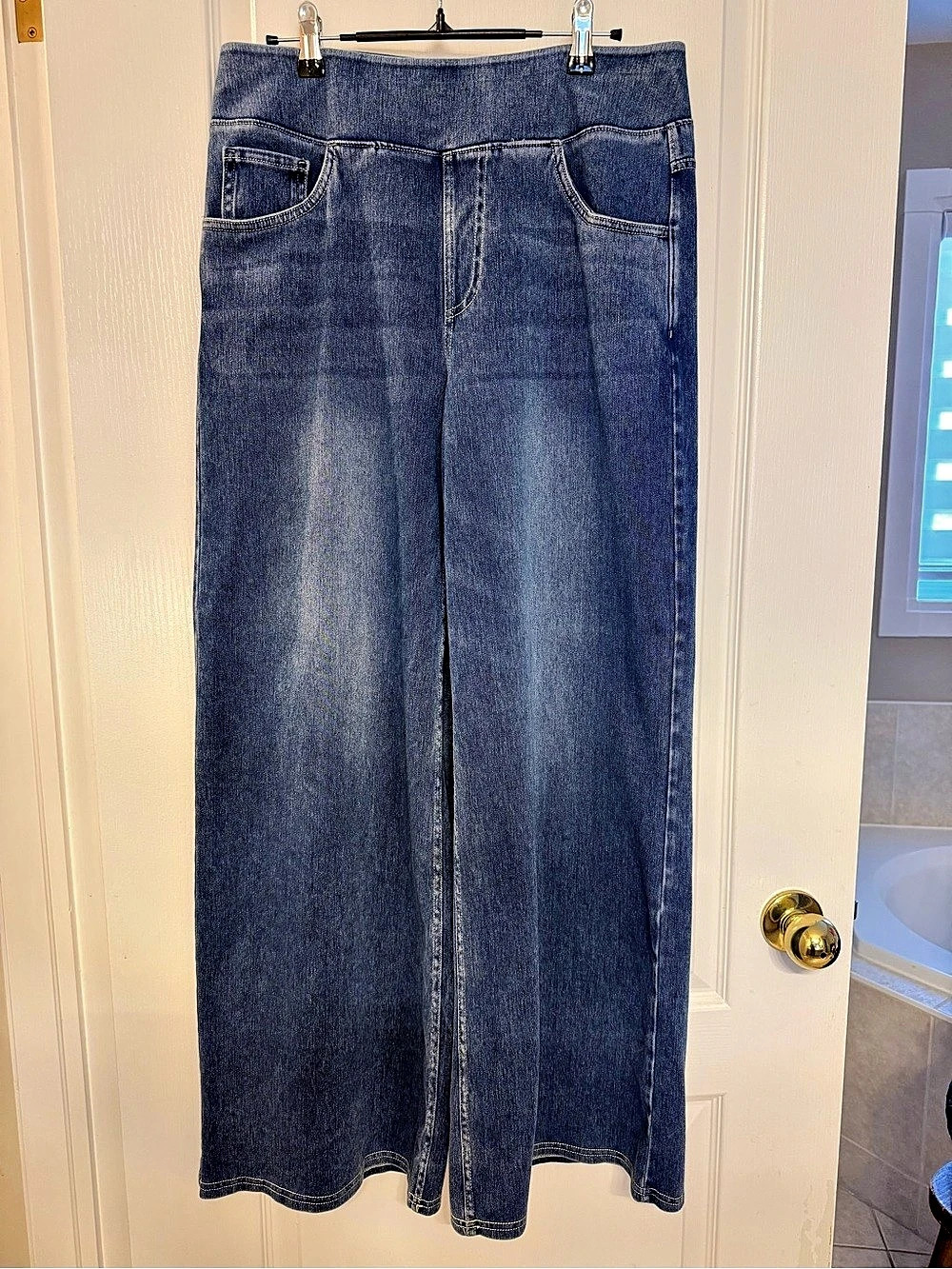 Halara Flex™ High Waisted Pockets Baggy Wide Leg Washed Casual Jeans - Large